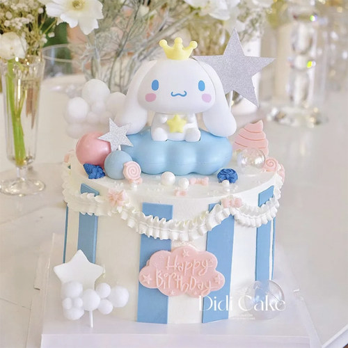 网红烘焙蛋糕装饰摆件发光云灯玉桂狗库洛米帕恰狗生日甜品台插件