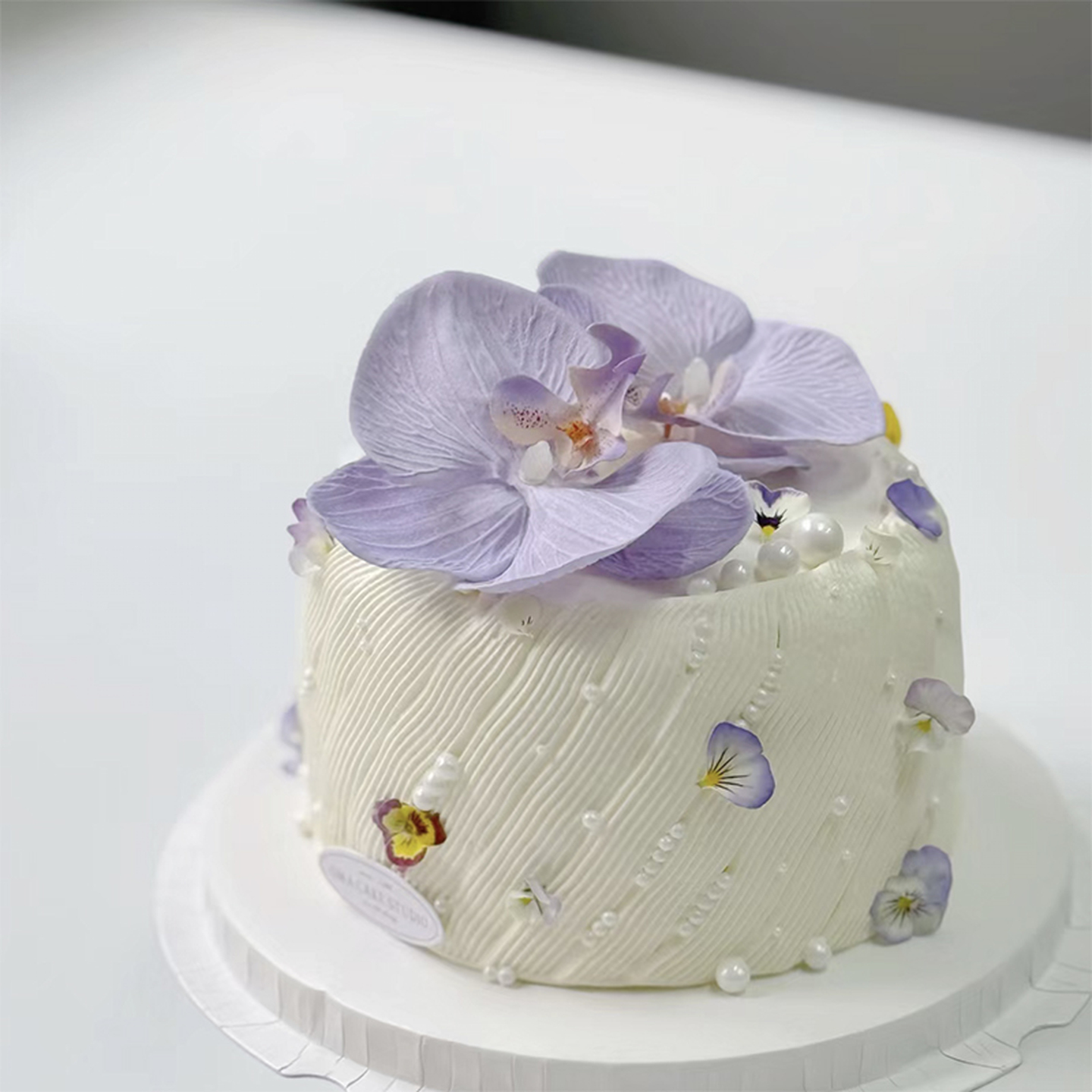 母亲节网红烘焙蛋糕装饰摆件仿真紫色蝴蝶兰郁金香花朵生日插件