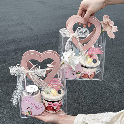 512护士节甜品礼盒手提袋网红蛋糕装饰粉色爱心啵啵杯子郁金香