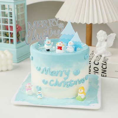 圣诞节雪人树脂摆件网红MERRYCHRISTMAS节日烘焙蛋糕装饰插件插卡