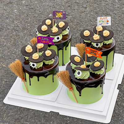 包邮万圣节网红蛋糕装饰摆件扫把扫帚巧克力饼干水滴帽眼睛糖插件