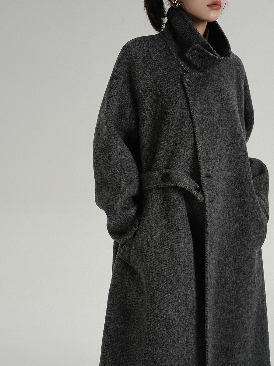 Elegant and Sophisticated Long Turtleneck Black Coat Wool Double-Sided Woolen Coat Winter Women's