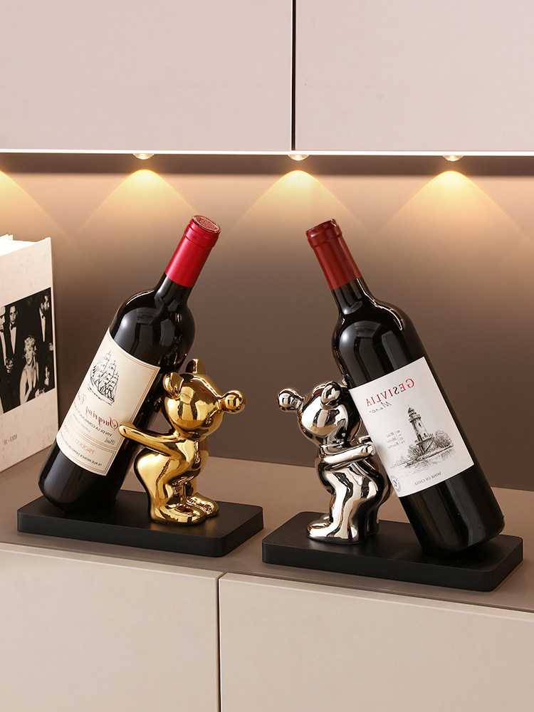 暴力熊红酒架摆件轻奢高档客厅酒柜餐边柜装饰品家居电视柜工艺品