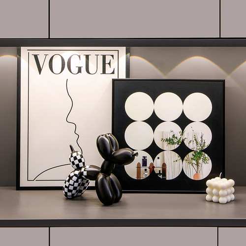 树脂玄关装饰画玄关客厅黑白简约