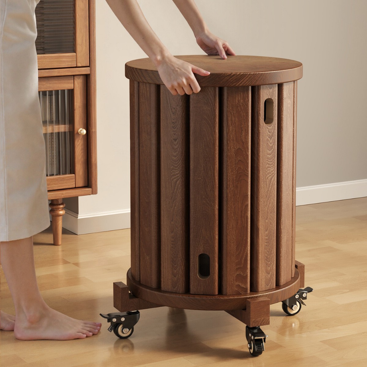 中古风实木凳子可叠放家用叠叠乐