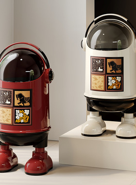 中古风太空人垃圾桶大号家用大容量高颜值卫生间厨房加特厚收纳桶