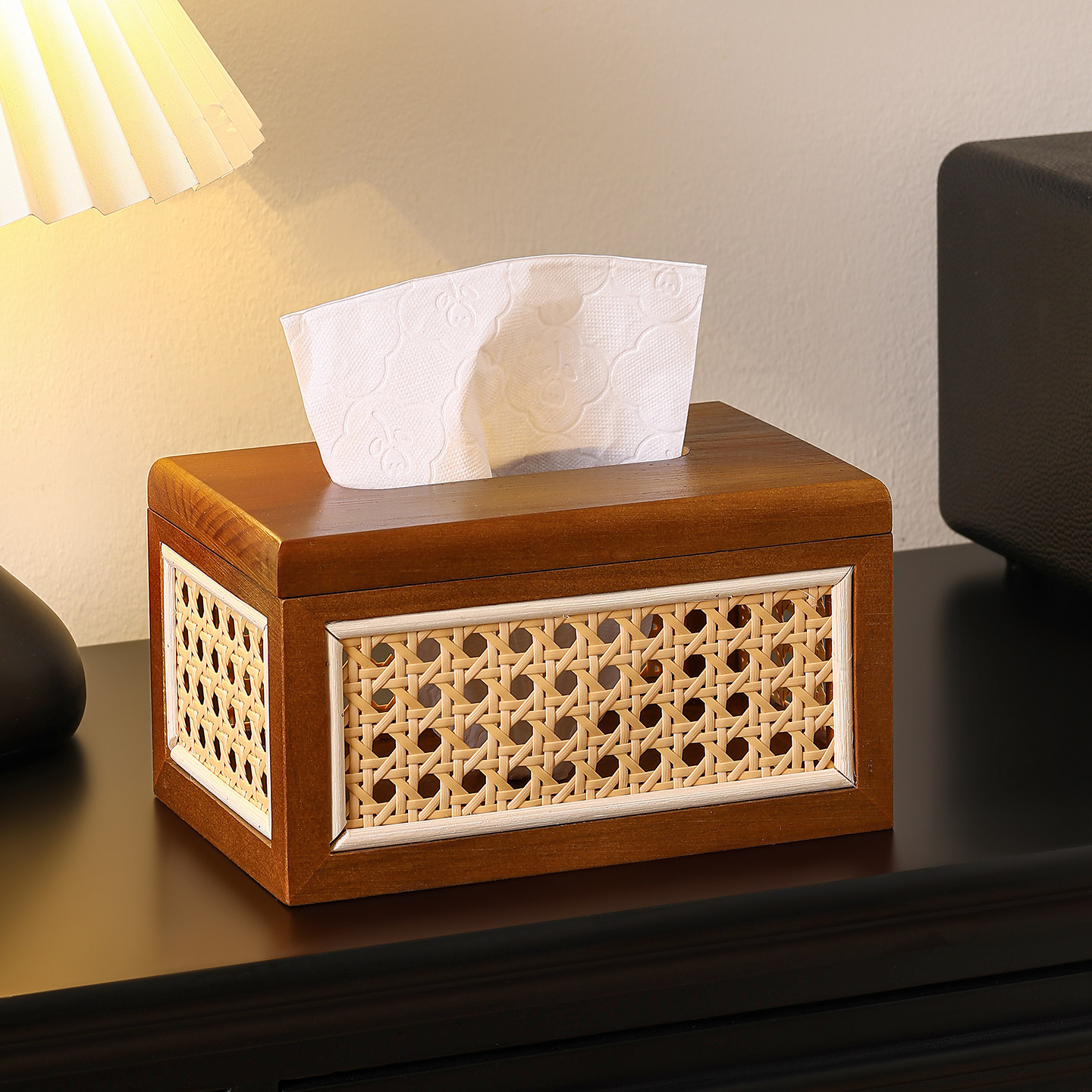 中古风玄关纸巾盒摆件客厅高级感桌面装饰家用藤编木质高档抽纸盒,家居饰品,装饰摆件,淘宝优惠券,粉丝福利购,淘宝优惠卷
