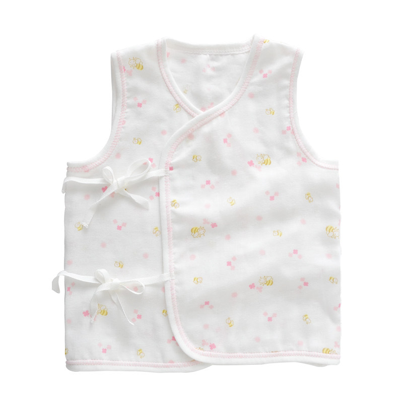 盛哲卡新生儿衣服夏婴儿背心纱布衣服夏无袖纯棉纱布背心宝宝初生