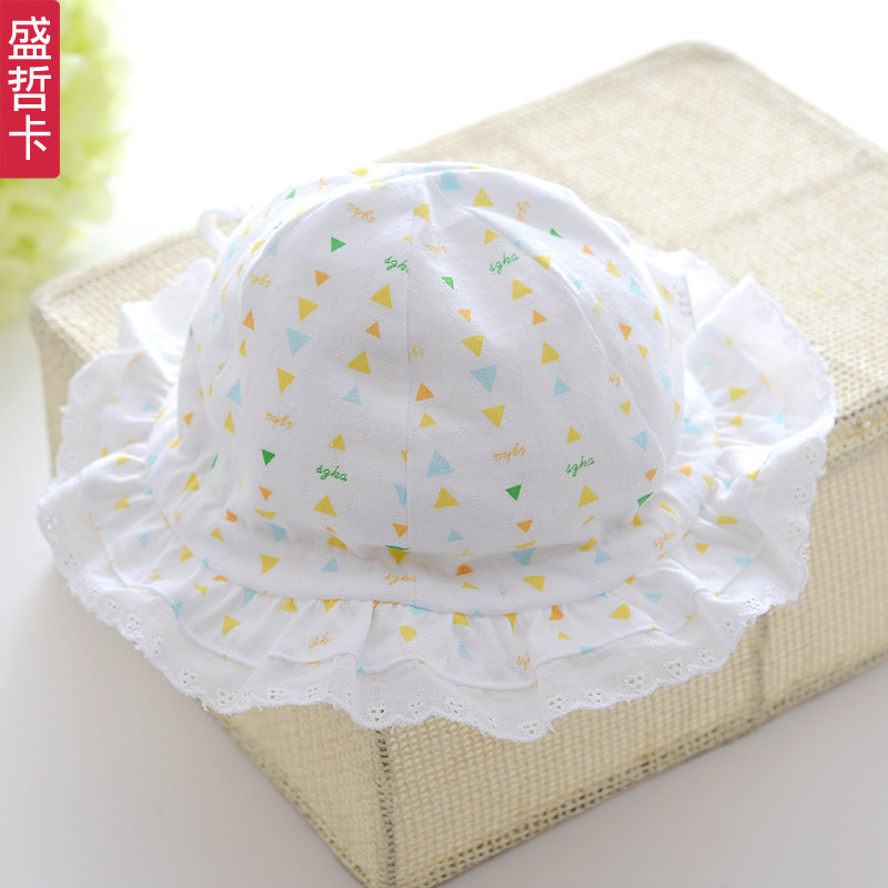 盛哲卡宝宝帽子春秋婴儿太阳帽子女纯棉春季1-2岁遮阳花边新生儿