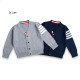上衣春外套 宝宝线针织开衫 灰色洋气V领长袖 男童女毛衣儿童tb经典