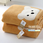 金号浴巾纯棉柔软吸水蓬松浴巾可爱熊宝宝儿童情侣款 家用大毛巾