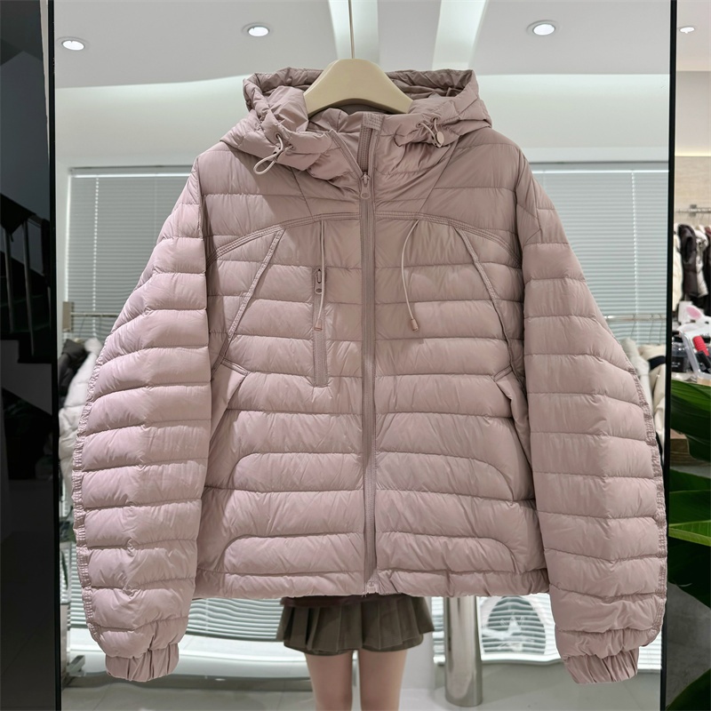 时尚连帽国标90白鸭绒羽绒服女