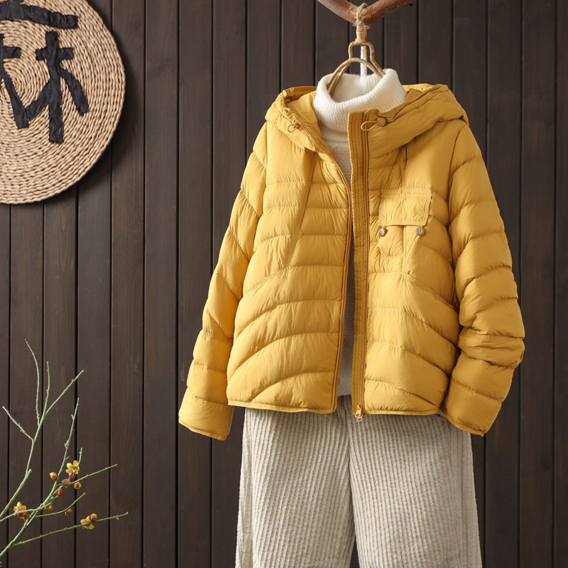 短款连帽轻薄羽绒服女2025冬季新款宽松休闲显瘦90白鸭绒保暖外套