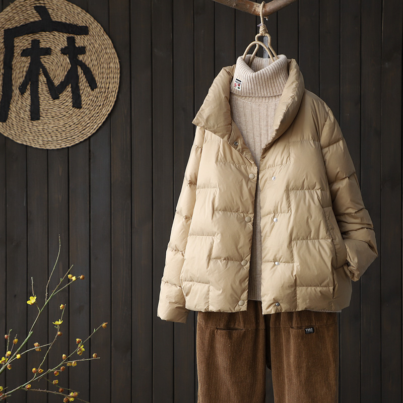 2020秋冬新款90%白鸭绒立领宽松显瘦轻薄保暖短款女士羽绒服外套