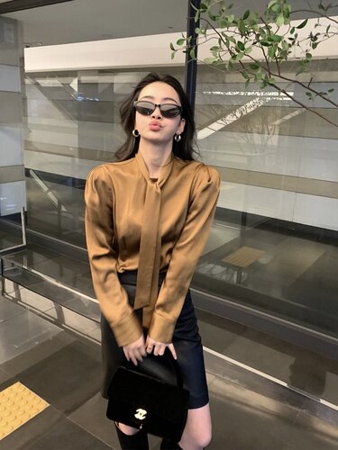 包邮抄底价！别家555千金飘带衬衫女秋冬新款高级感内搭上衣外套