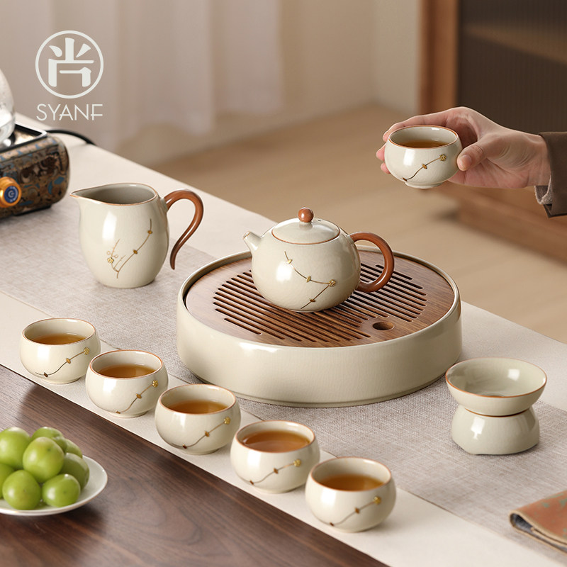 汝窑功夫茶具套组茶盘一整套年轻人高颜值轻奢高档喝茶泡茶壶专用