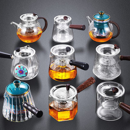 玻璃煮茶壶耐热耐高温加厚泡茶器侧把单壶家用烧水壶电陶炉煮茶器