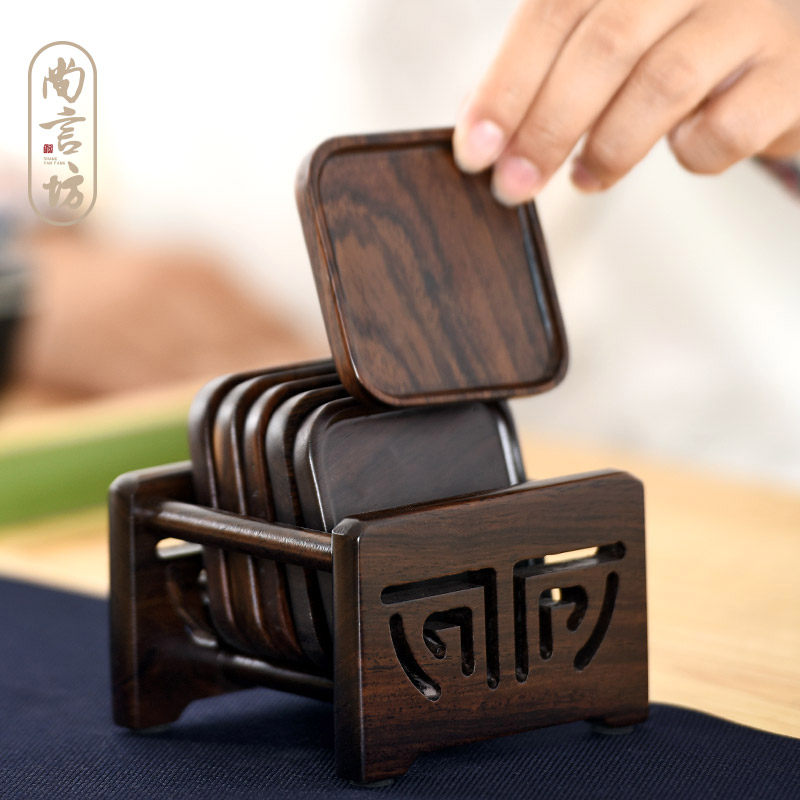 Ebony solid wood Tea mat Coaster Cup mat Tea ceremony Kung Fu Tea Cup holder Saucer originality tea set parts woodiness heat insulationin the Tableware , Cup/Cups/Kettle , Coaster  category - from Buy2taobao.com to provide professional Taobao agent buy service