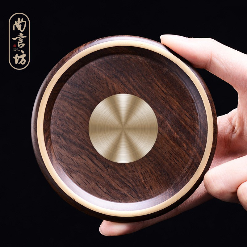 尚言坊黑檀实木茶杯垫功夫茶具茶道配件隔热垫创意茶盏托家用复古