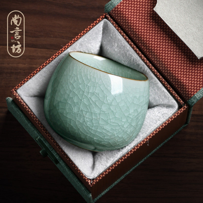尚言坊严选单丽华老师汝窑冰花主人杯茶杯单个陶瓷品茗杯送礼高档图片