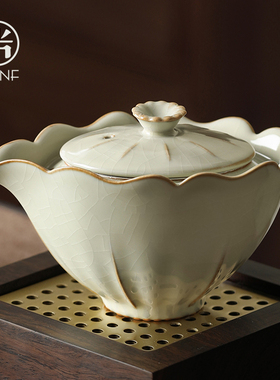 2025新款大师级汝窑柏彩釉茶壶泡茶家用陶瓷中式轻奢高档手抓壶