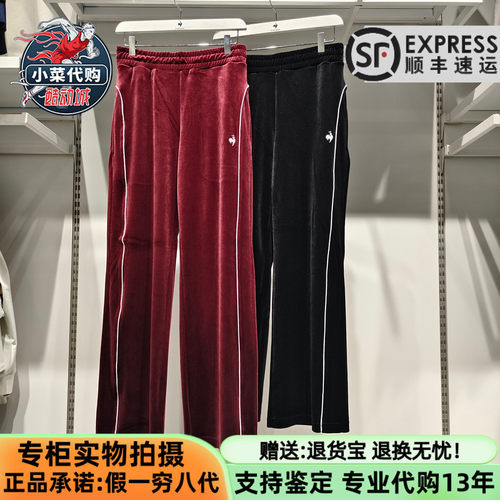 乐卡克法国公鸡秋女加绒直筒长裤