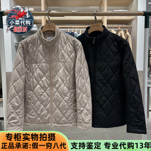 LACOSTE法国鳄鱼男士休闲舒适菱形格绗缝立领保暖棉服外套BH2542