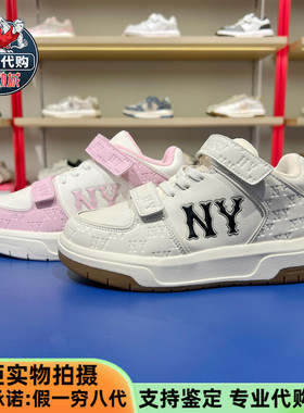 MLB男女童2025款轻量耐磨侧面LOGO印刻中帮老花学长板鞋7ASXLM45N