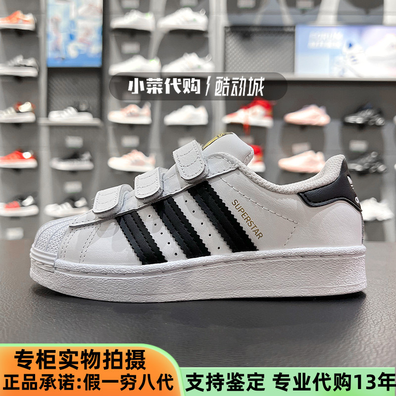 Adidas三叶草男童女童鞋 金标贝壳头板鞋中小童运动鞋EF4838 4842