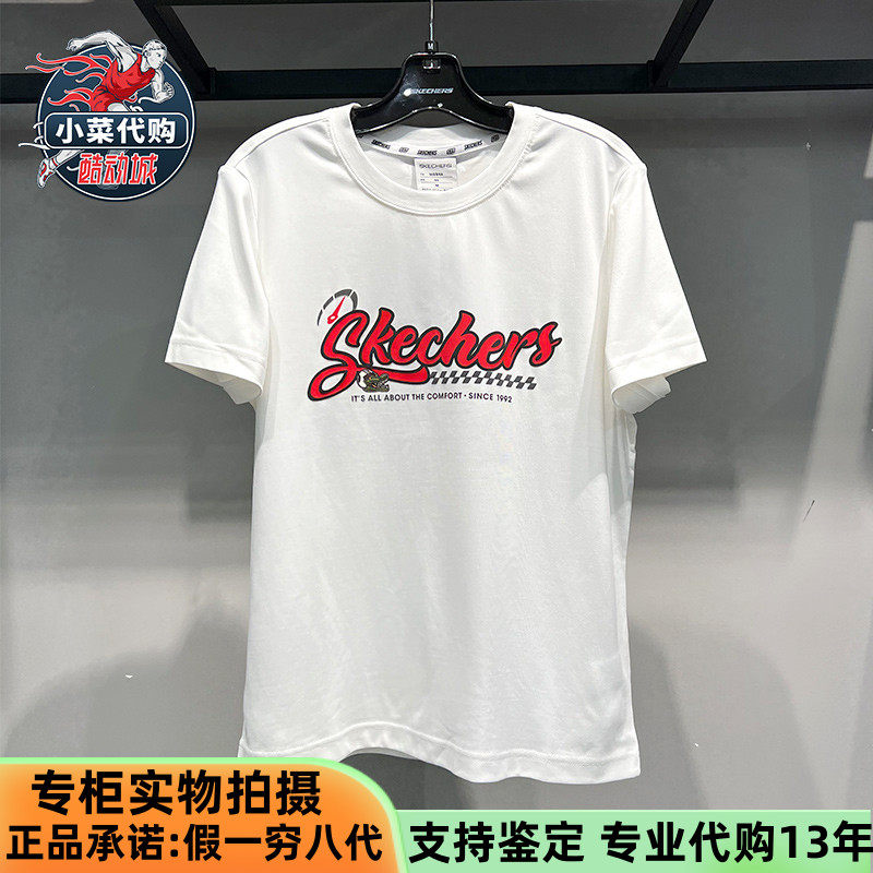 Skechers斯凯奇女装 爆笑怪兽联名休闲运动针织短袖T恤衫L323W003