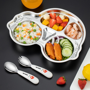 304不锈钢餐盘分格儿童幼儿园专用学吃饭宝宝辅食碗卡通餐具套装