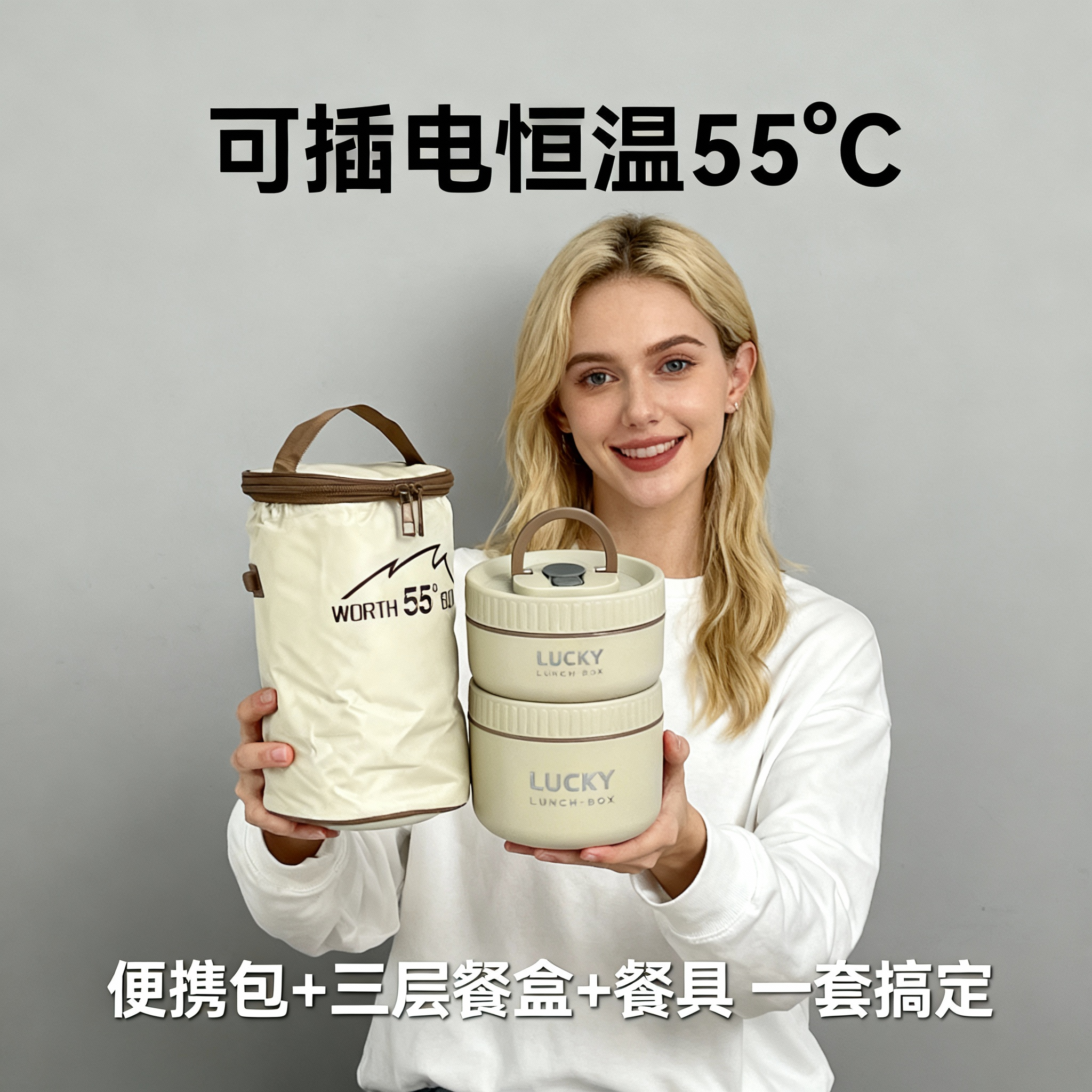 304不锈钢保温饭盒多层饭盒上班族带饭学生汤碗密封恒温袋便当盒