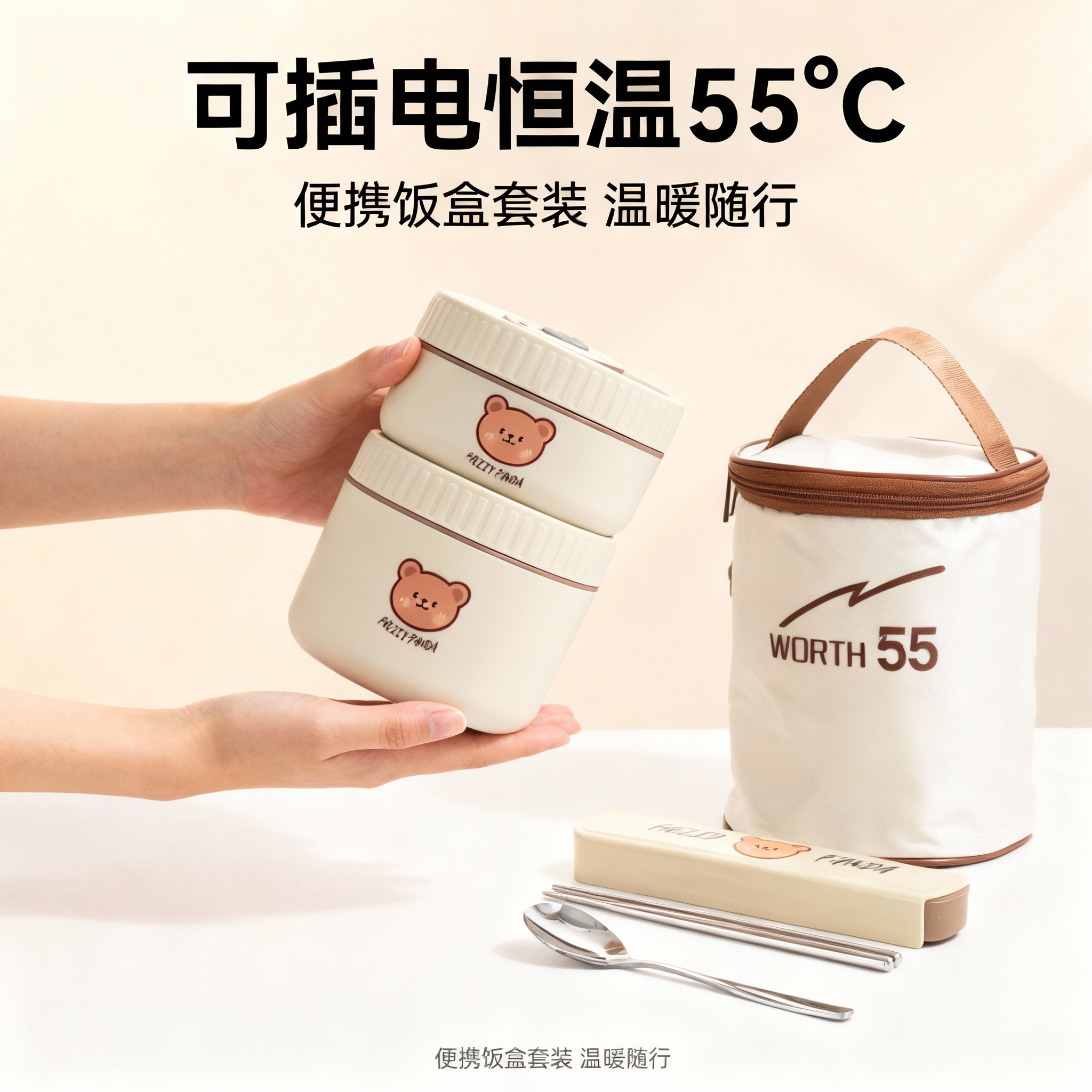 电热饭盒插电恒温55℃便携316不锈钢上班族带饭学生户外套装便当,餐饮具,饭盒/保温桶/保温提锅,淘宝优惠券,粉丝福利购,淘宝优惠卷