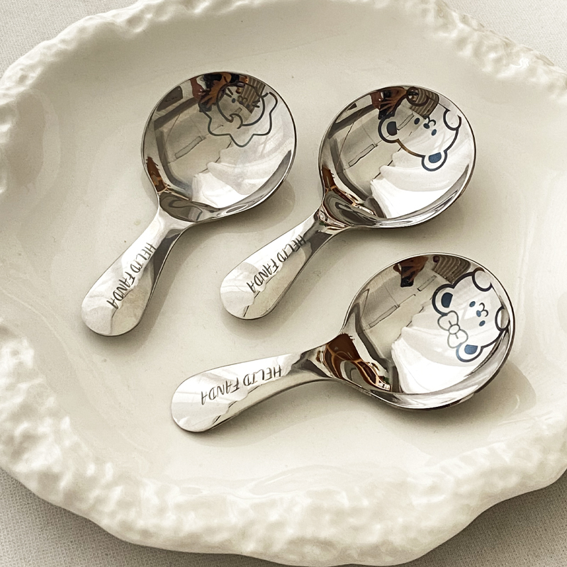 304不锈钢大头短柄勺茶叶匙圆勺