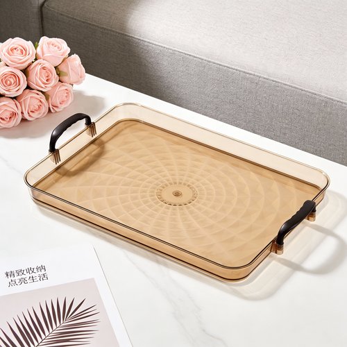 托盘木纹柄简约时尚焦糖色客厅卧室餐厅桌面多功能收纳装饰家用