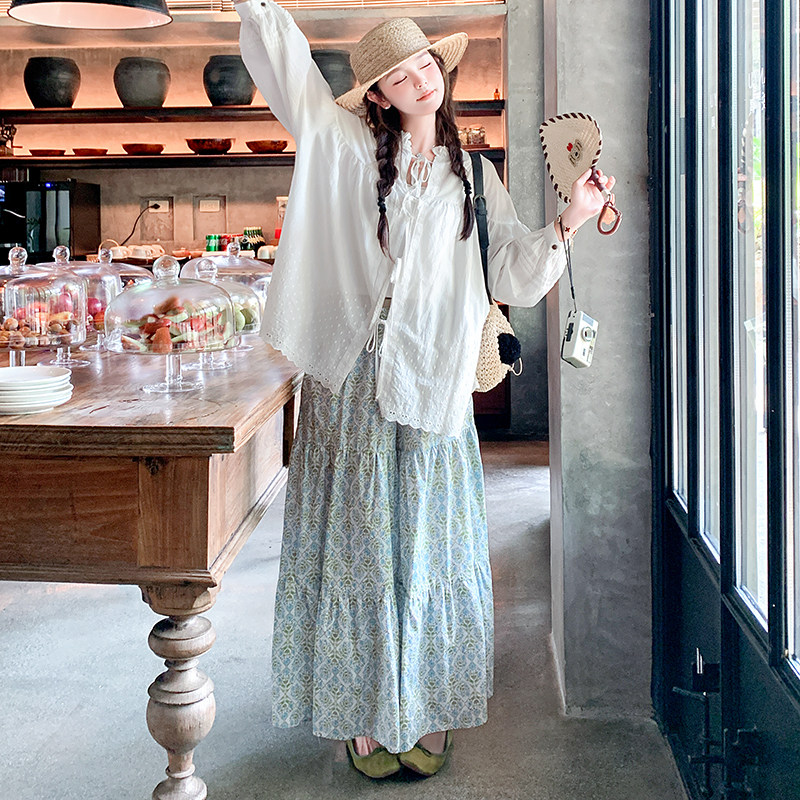 2026早春新款韩系甜妹花边上衣阔腿裤套装女垂感遮肉两件套