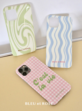 BLEU et ROSE【波浪山丘】原创设计手机壳条纹适用iPhone全包ins