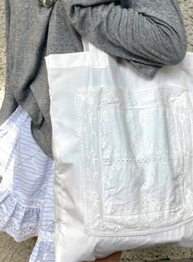 BLEU et ROSE【铃兰包】原创法式大容量帆布袋蕾丝收纳单肩包刺绣