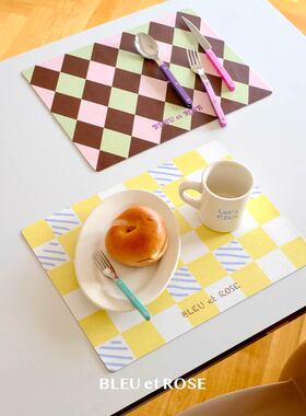 BLEU et ROSE【怀旧厨房】原创复古格纹餐垫防水隔热电脑鼠标垫pu