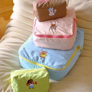 方块原创 ROSE 卡通刺绣防水旅行洗漱包行李收纳袋化妆 BLEU