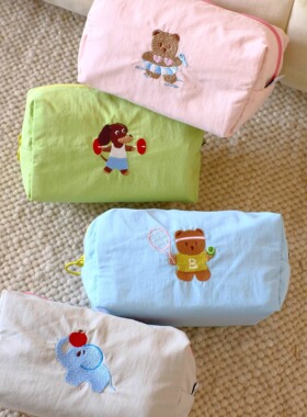 BLEU et ROSE【方块化妆包】原创卡通刺绣防水旅行洗漱包收纳便携