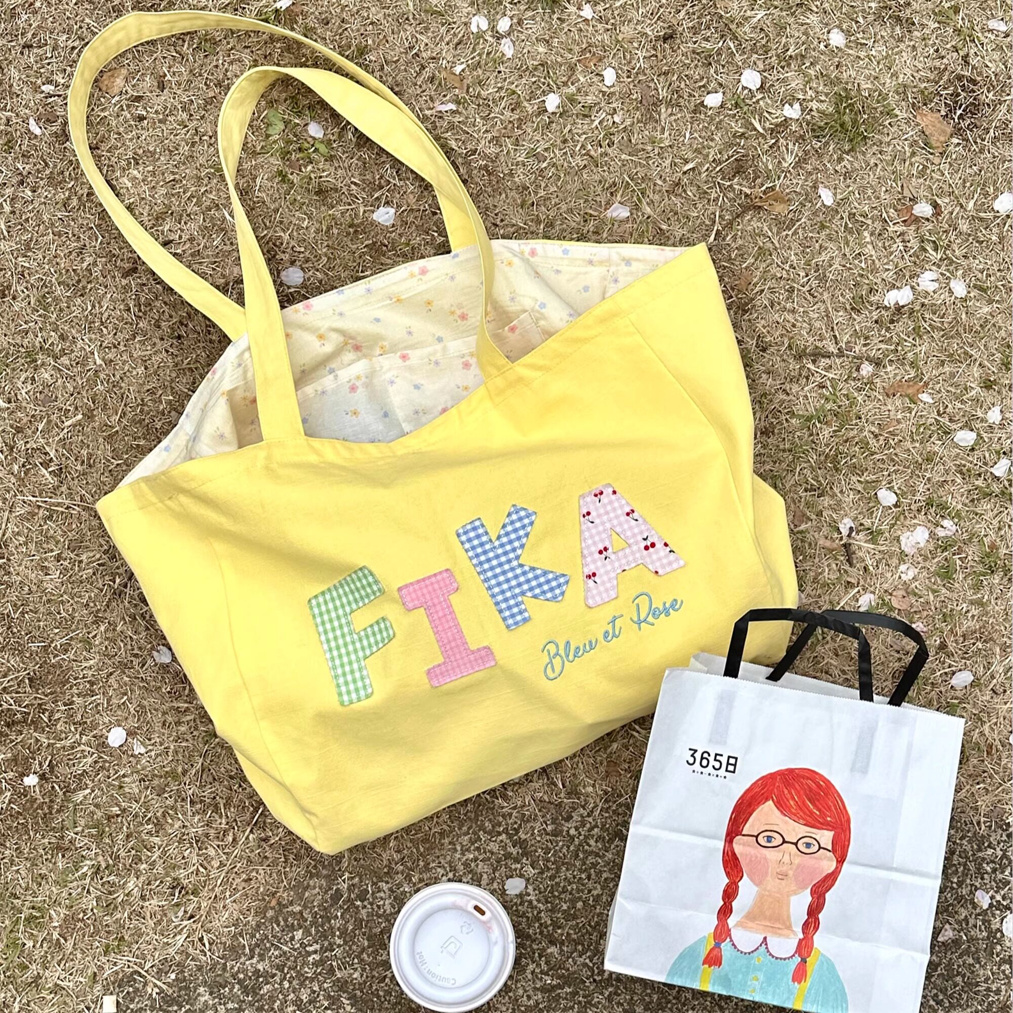 BLEU et ROSE【FIKA】原创拼贴亚麻棉帆布袋旅行大容量收纳单肩包