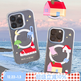 原创双层磁吸imd手机壳17p保护套适用iPhone法式 BLEU 奇妙屋 ROSE 简约ins