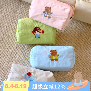 BLEU et ROSE【方块化妆包】原创卡通刺绣防水旅行洗漱包收纳便携