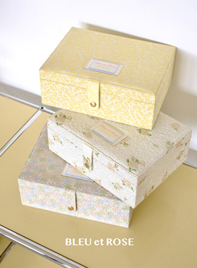 BLEU et ROSE【调色盘】复古首饰盒法式提花大容量珠宝双层收纳盒