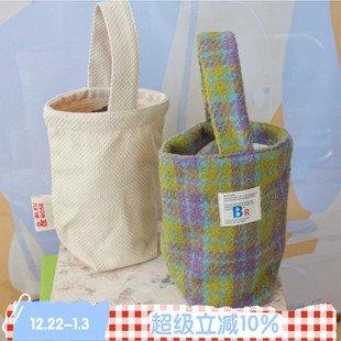 提子包 BLEU 奶油 ROSE 原创毛呢格纹手提袋保温杯包迷你包