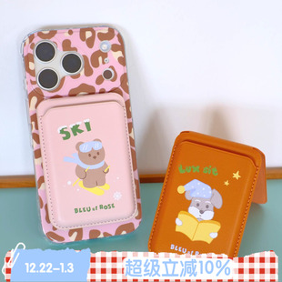 ZOO ROSE 原创磁吸卡包pu手机壳适用苹果ins BLEU