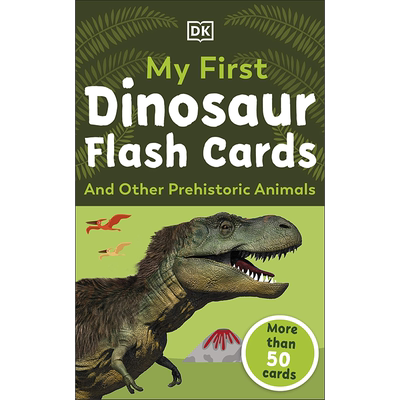 预售英文原版 DK 恐龙 卡片闪卡 My First Dinosaur Flash Cards 54张恐龙和史前生活的卡片 儿童英语科普百科 亲子互动