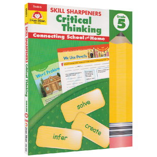 英文原版 美国加州小学生教材 国外进口练习册 5年级 Skill Sharpeners Critical Thinking Grade 5 批判性思维 Eva 正版