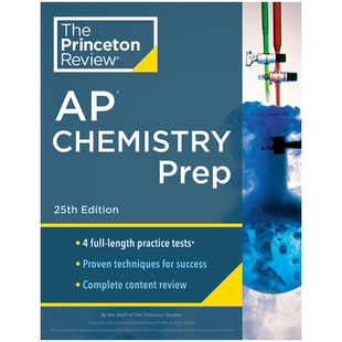 现货英文原版普林斯顿评论AP化学预备课程 Princeton Review AP Chemistry Prep, 2024 测试+回顾+答题技巧 备考指南